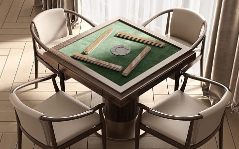 New Chinese Mahjong Table and Chair Mahjong Table and Chair Combination 3d model