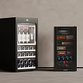 Black Wine Cooler And Cigar Cabinet With Glass Door And Storage Shelves