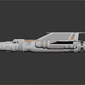 White Spaceship 3D Model Featuring Orange Stripes Twin Engines Aerodynamic Design For Space Exploration