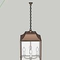 Vintage Glass Covered Chandelier With Chain Hanging And Candle Lights