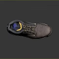 Brown High Top Work Boots With Yellow Laces And White Sole For Daily Use