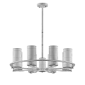Modern Hanging Chandelier with Black and Gold Frame and Transparent Glass Shades