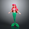 Colorful Mermaid Toy Figure With Red Long Hair Purple Bikini Top And Green Tail