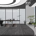 Spacious Modern Lounge Area With Panoramic Floor To Ceiling Windows And Comfortable Cozy Seating