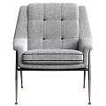 Gray Modern Armchair With Button Tufted Backrest Armrests And Metal Legs