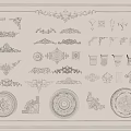 Various Decorative Carvings with Ornamental Designs Different Shapes and Intricate Patterns
