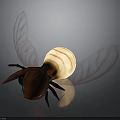 Artistic Detailed Insect Model With Red Transparent Wings And Glowing Abdomen