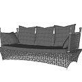 Comfortable Gray Outdoor Sofa With Woven Frame And Plush Cushions 3d model