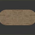 Oval Wooden Footstool With Carved Surface And Cross Legs Natural Wood Texture