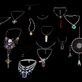 Jewelry Decoration Set Featuring Necklaces Pendants Dreamcatcher and Gemstone Feather Accents