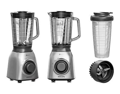 Stainless Steel Kitchen Blenders With Transparent Cups And Blade Components 3d model