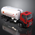 Red Cab White Tank Heavy Duty Tanker Truck With Ladder Logo And Shiny Surface