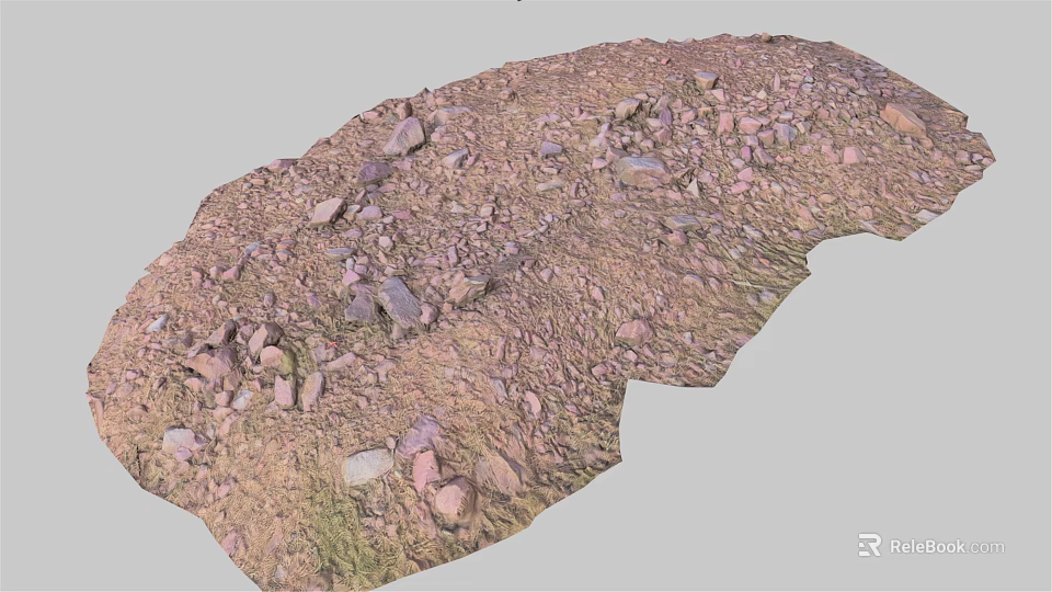 Natural Rugged Rocky Ground Surface With Various Stones And Brown Soil 3d model 