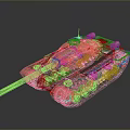 Green Armored Military Tank With Long Cannon And Tracked Wheels Design