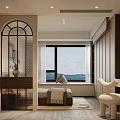Modern Bedroom Interior With Bed Nightstands Table Lamps And Decorative Art