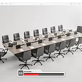 Modern Conference Table With Black Office Chairs Laptops And Documents 3d model