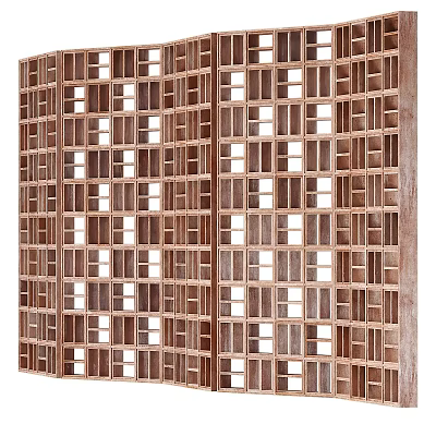 Wooden Room Divider With Lattice Grid Design For Home Interior Decoration 3d model