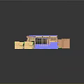 3D House Framework Model With Green Grass Base And Structural Components