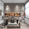 Modern Public Office Space Interior With Open Layout Office Furniture And Green Plants