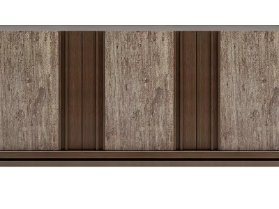 Modern Wooden TV Stand With Brown Vertical Panels And Natural Wood Grain Texture 3d model