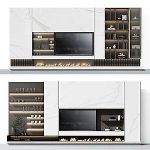 Modern TV background wall 3d model