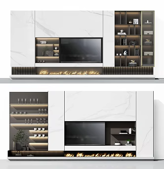 Modern TV background wall 3d model