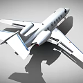 Small White Passenger Jet With Blue Accents And Open Cabin Door