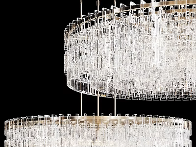 Modern Crystal Chandelier Design With Multi Tiered Geometric Frame And Transparent Drops 3d model