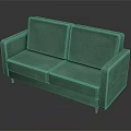 Green Two Seater Sofa with Fabric Upholstery Modern Design Wooden Legs and Simple Style