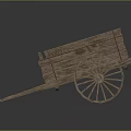 Vintage Wooden Cart Design With Rustic Frame Spoked Wheels And Support Poles