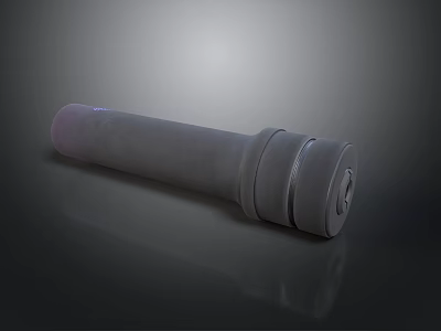Gray Cylindrical Military Weapon Component Featuring Metal Structural Details In Isolated 3d model