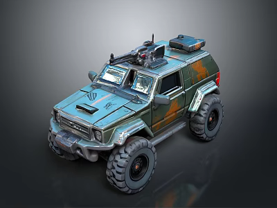Rugged Military Off Road Vehicle With Camouflage Paint And Large Tires 3d model