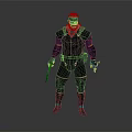 Male Game Movie Character In Green And Black Tactical Outfit With Beard And Gun