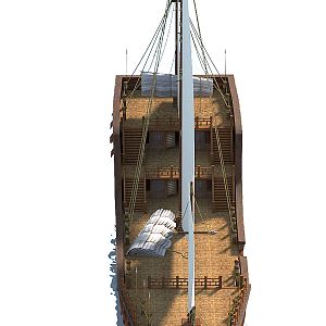 Chinese wooden boat 3d model