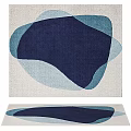 Modern Square Rug With Navy Blue Light Blue And Cream Abstract Irregular Patterns Design 3d model