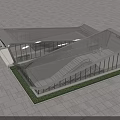 Modern Metro Station Building With Glass Curtain Wall Sloped Roof And Plaza Area