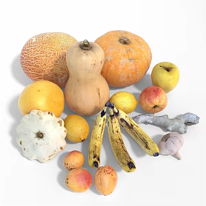 Modern Food Fruit Vegetable Ginger Apple Pumpkin 3d model