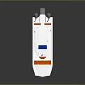 Blue And White Recreational Boat With Canopy Orange Seats And Life Jackets