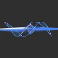 Modern Commercial Equipment With Blue Purple Wavy Design Transparent Cube And Glowing Lines