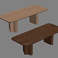 Modern Log Dining Table Large Board Table Solid Wood Dining Table Square Dining Table Long Dining Table 3d model