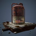 Large Rusty Industrial Tank With Metal Pipes On Concrete Platform In Industrial Setting