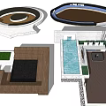 Modern Living Room Sofa and Coffee Table Set With Pillows Decorative Items on Wooden Flooring