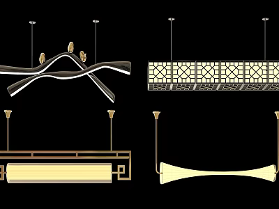 Elegant Modern Chandeliers with Artistic Curves and Geometric Grilles for Interiors 3d model