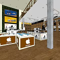 Modern Digital Store Interior With Apple Display Tables And Various Digital Products On Shelves