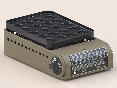Electric Griddle With Round Indented Plate Adjustable Knob Beige Body And Ventilation Holes 3d model