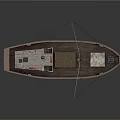 Small Cargo Ship With Brown Hull White Superstructure Red Lifebuoys And Deck Cargo
