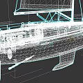 White Sailing Boat With Wooden Deck Cockpit And Raised Sails Design