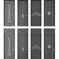Hinged Doors With Modern Geometric Patterns And Golden Accents On Dark Background 3d model