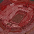 Aerial View Of Indiana Hawks Football Stadium With Green Turf And White Seats
