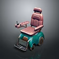Vintage Style Electric Wheelchair With Pink Seat Green Base And Control Lever